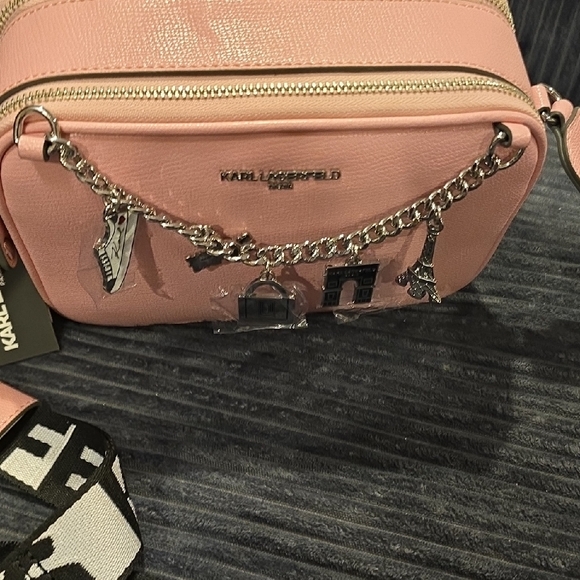 Karl Lagerfeld Pink Shoulder Bag with Silver Accents - Picture 4 of 10